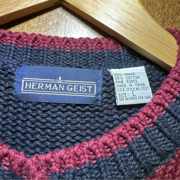 Herman Geist Sweater Scarecrow Pumpkins Plaid Buttons Fall Size Large - Picture 2 of 6